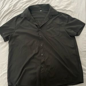 Black Short Sleeve Button Up. Large